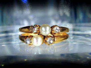 アールデコ　ローズカットダイヤモンド　真珠　リング（指輪）