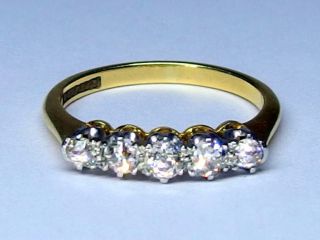 アンティークジュエリー　エドワーディアン　オールドクッションシェープカットダイヤモンド　一文字　指輪